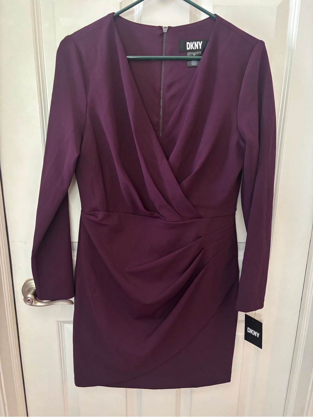 DKNY Women's Plum Wrap-Style Long Sleeve Dress